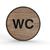 Tello Wood Holz-Türschild rund Material: Eiche Furnier, selbstklebend, Ø 10,0 cm, Farbe: Eiche, Motiv: Schwarz Version: 15 - WC