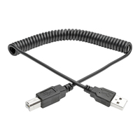 Tripp Lite U022-010-COIL USB 2.0 A to B Coiled Cable (M/M), 10 ft. (3.05 m)
