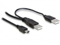 DeLOCK 2x USB2.0-A male / USB mini 5-pin kabel USB 1 m USB A Mini-USB B Czarny