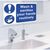 RS PRO Gebotszeichen "Wash and Sanitize your hands routinely" mit Piktogramm: Hände waschen, PVC selbstklebend