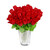Relaxdays Kunstrosen rot, Kunstblumen, künstliche Dekoblumen, 48 Stück mit Stiel und Blättern, rote Köpfe, H: 26 cm, red