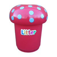 Mushroom Litter Bin - 90 Litre - with Spots and Litter Letters - Red (10-14 working days) - Plastic Liner