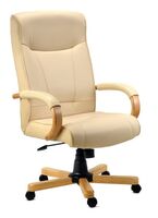 Knightsbridge Bonded Leather Faced Executive Office Chair Cream - 8513HLW -