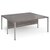 Maestro 25 back to back straight desks 1800mm x 1600mm - silver bench leg frame, grey oak top