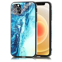 NALIA Tempered Glass Cover compatible with iPhone 12 Pro Max Case, Marble Design Pattern 9H Hardcase & Silicone Bumper, Slim Protective Shockproof Mobile Skin Phone Protector Bl...