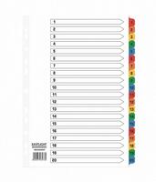 ValueX Index 1-20 A4 Card White with Coloured Mylar Tabs