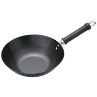 Kitchen Craft Non Stick Flat Base Wok in Black - Induction Compatible - 305 mm
