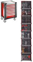 Werkstattwagen rot mit 9 schubfächern + 22 Module (215-teilig)