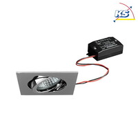 LED Einbaustrahler TIRREL-S, IP20, eckig, 230V AC, 6W 3000K 680lm 38°, schwenkbar 20°, schaltbar, chrom