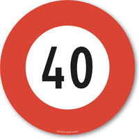 Höchstgeschwindigkeit - 40, Vorschriftssignal Schild, 20 cm, aus Alu-Verbund, mit UV-Schutz