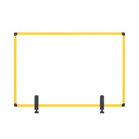 Trennwand, Spritzschutz Acryltafel mit Metallklammern zum Befestigen am Tisch, mit gelbem Aluminiumrahmen, 104 x 70 cm