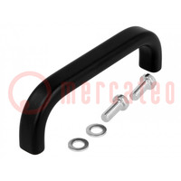 Holder; aluminium; black; H: 29mm; L: 96mm; W: 12mm; handle