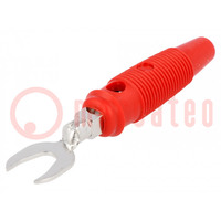 Plug; fork terminals; 60VDC; 30A; red; Overall len: 58.5mm; 2.5mm2
