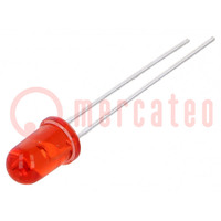 LED; 5mm; rosso; 3800÷6100mcd; 30°; Frontale: convesso; 1,6÷2,5V