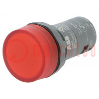 Lampka kontrolna; 22mm; CL2; -25÷70°C; Podśw: LED; Ø22mm; czerwony