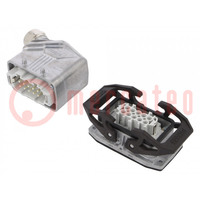 Connector: HDC; male + female; 500V; 16A; PIN: 10; Layout: 10+PE