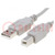 Kábel; USB 2.0; USB A dugó,USB B dugó; 0,5m; szürke; Ér: Cu