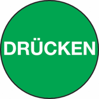 Hinweisschild - DRÜCKEN, Grün, 10 cm, Folie, Selbstklebend, B-7541, Einseitig