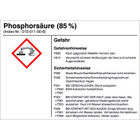 Gefahrstoffetiketten zur Behälterkennzeichnung, Folie, 14,8 x 10,5 cm Version: 16 - G016: Phosphorsäure (85%)