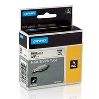 Dymo oryginalny taśma do drukarek etykiet, Dymo, 18053, S0718280, czarny druk/biały podkład, 1.5m, 9mm, RHINO rurka termokurczliwa