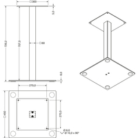 Skizze zu SIMAUSROM Set telaio per tavolo Amila acciaio nero rivestimento protettivo