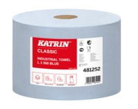 Produktabbildung - Katrin Industrial Towel L 3 500 Blue, Putzpapier, 22,0 x 36,0 cm, 3-lagig, 500 Blatt, 2 Rollen/VE