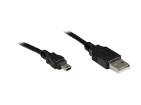 Alcasa USB A - USB mini B, m - m, 3m USB Kabel USB 2.0 Mini-USB B Schwarz, Metallisch