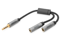 Digitus Adapter audio do zestawu słuchawkowego, złącze 3,5 mm mini jack na 2 x gniazdo mini jack 3,5 mm