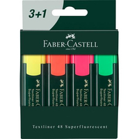 Faber-Castell Textliner 48 cienkopis Drobny Zielony, Pomarańczowy, Różowy, Żółty 4 szt.