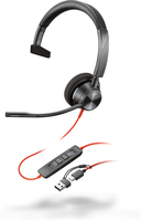 POLY Blackwire 3310 Headset für Microsoft Teams zertifiziert + USB-C/A-Adapter TAA