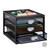 Relaxdays Schubladenbox, 3 Schubfächer, für Din A4 Dokumente, Ordnungssystem für Schreibtisch, Aktenablage, schwarz