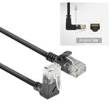ACT Cable de conexión Slimline negro de 0,25 metros U/UTP CAT6A LSZH con conectores RJ45 en ángulo de 90° hacia arriba