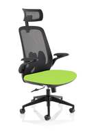 Sigma Executive Bespoke Fabric Seat Myrrh Green Mesh Chair With Folding Arms