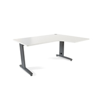 MESA METAL AJUSTABCON FORMA DE LE L DERECHA 160X120 ANTRACITA/BLANCO