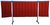 3-teilg. Schutzwand, mit Folienvorhang, rot, DIN EN25980, BxH 2100x850x850x1830