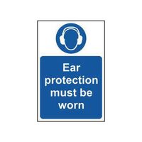 Ear protection must be worn mandatory signs