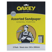Oakey 66261135689 Glasspaper Sanding Sheets 230 x 280mm Coarse 50G (5)