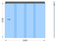Foto 1 von PVC-Streifenvorhang, Lamellen 400 x 4 mm transparent, Höhe 3,25 m, Breite 4,30 m (3,75 m), verzinkt