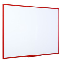 Bi-Office Whiteboard Maya, Two-sided Melamine, Plain/Gridded, Plastic Frame, Red, 180 x 120 cm Left View