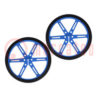 Wheel; blue; Shaft: D spring; push-in; Ø: 80mm; Shaft dia: 3mm; 2pcs.