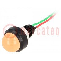 Lámpara indicadora: LED; convexa; naranja; 24VDC; 24VAC; Ø13mm