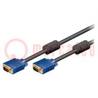 Kabel; D-Sub 15pin HD stekker,aan beide zijden; 5m; zwart