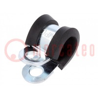 Fixing clamp; ØBundle : 9mm; W: 12mm; steel; Cover material: EPDM