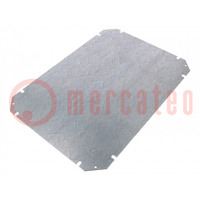 Plaque de montage; acier; W: 250mm; L: 350mm; Thk: 2mm; Placage: zinc