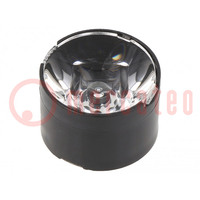 LED lens; round; plexiglass PMMA; transparent; LED CREE; 13÷14°
