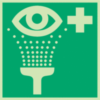 Wandschild - Augenspüleinrichtung, Grün, 15.4 x 15.4 cm, Aluminium, Eloxiert