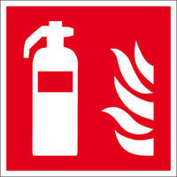 Brandschutzschild, Alu, nachleuchtend, Feuerlöscher Größe: 20,0 x 20,0 cm DIN EN ISO 7010 F001 ASR A1.3 F001