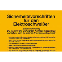 Sicherheitsaushang Sicherheitsvorschriften für den Elektroschweißer, 25x33 cm