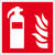 Brandschutzschild, Folie langnachleuchtend, Feuerlöscher, Größe: 5,0 x 5,0 cm DIN EN ISO 7010 F001 ASR A1.3 F001