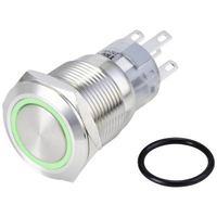 TRU COMPONENTS TC-10090948 LAS1-AGQ-11ZE/G/24V/S BOUTON-POUSSOIR ANTIVANDALISME 250 V/AC 3 A 1 X ON/ON À ACCROCHAGE VERT IP65 1